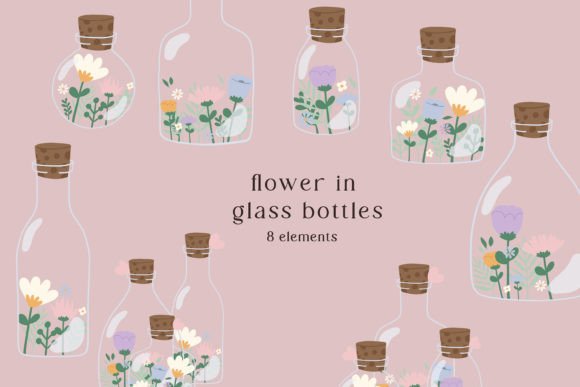 Cute Flower in Glass Bottles Clip Art Review for Real Embroidery Projects