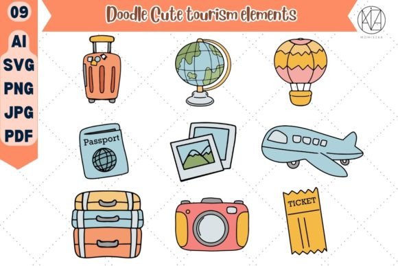Doodle Tourism Elements Illustration SVG Review for Real Projects