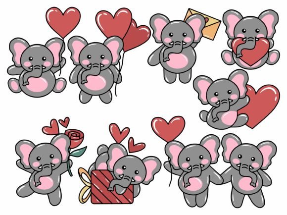Elephant Cartoon Cute for Valentines Day: A Designer's Take