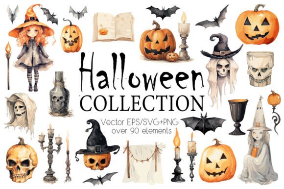 Halloween Vintage Clipart for Real Embroidery Projects