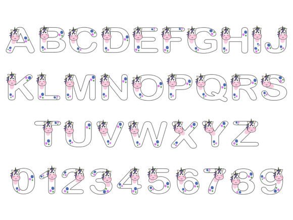 Unicorn Alphabet Letter and Number for Real Embroidery Projects